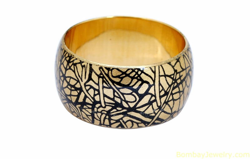 golden and black wood bangle- one size
