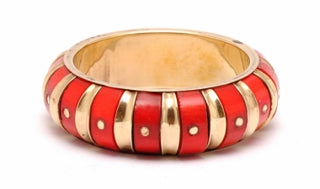 Golden And Red Big Fashion Cuff Bangle-Large