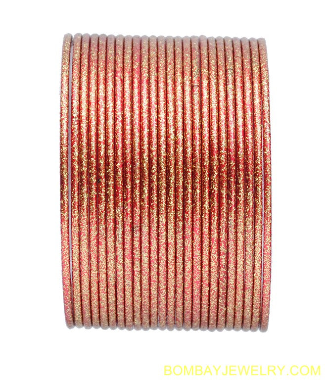 set of 18 red plan metal bangles-xl
