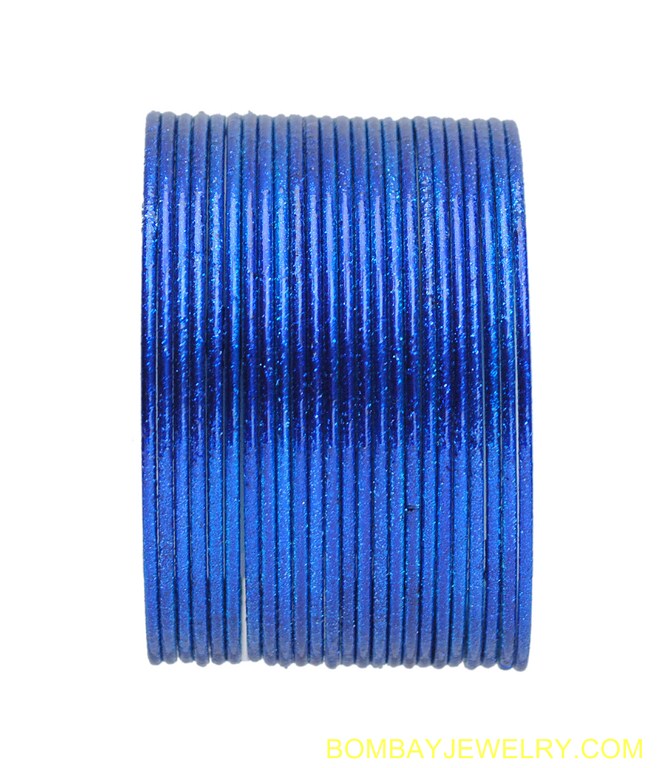 set of 18 deep blue metal bangle-xl