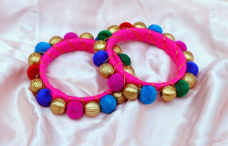 beautiful fusicha pink multicolor thread bnagles-443