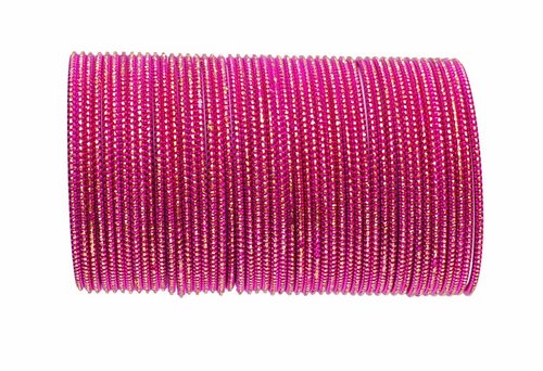 Fusicha pink and golden bangle set-2231