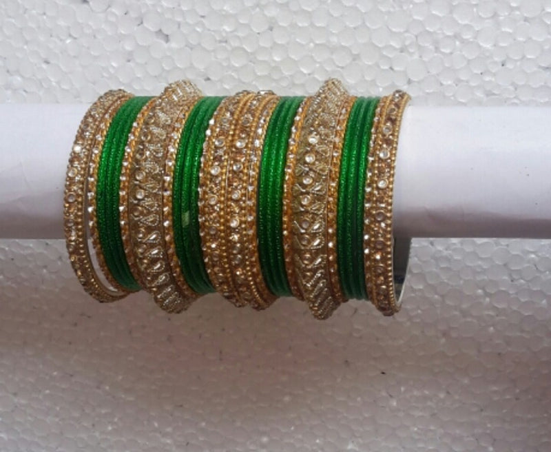 Golden and green bangles set-2304
