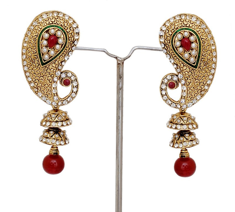 Beautiful ruby red, green and white earring