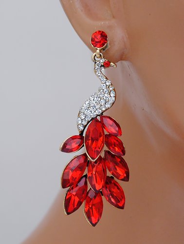 Goldpolish red earring-2390