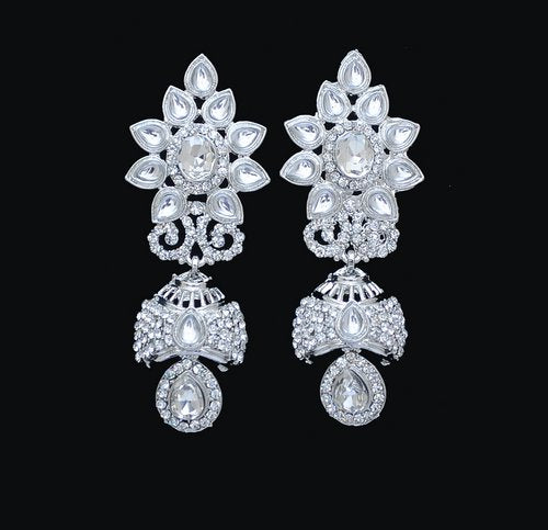 Silverpolish white diamond earring-2467