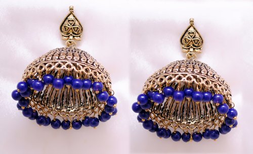 Beautiful antique gold and blue  earring-2543