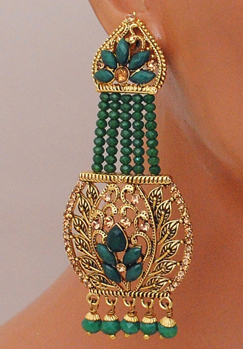 Goldpolish emrald green earring-2688