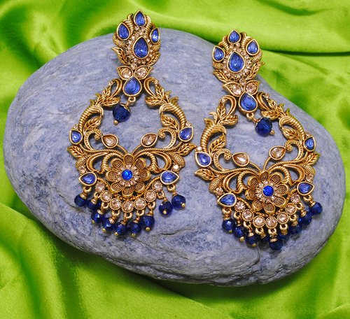 Goldpolish blue earring-2691