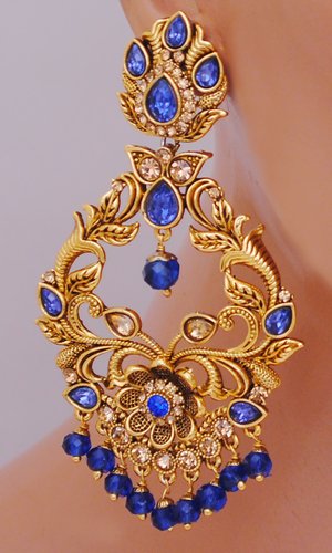 Goldpolish blue earring-2691