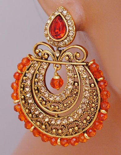 Goldpolish orange earring-2697