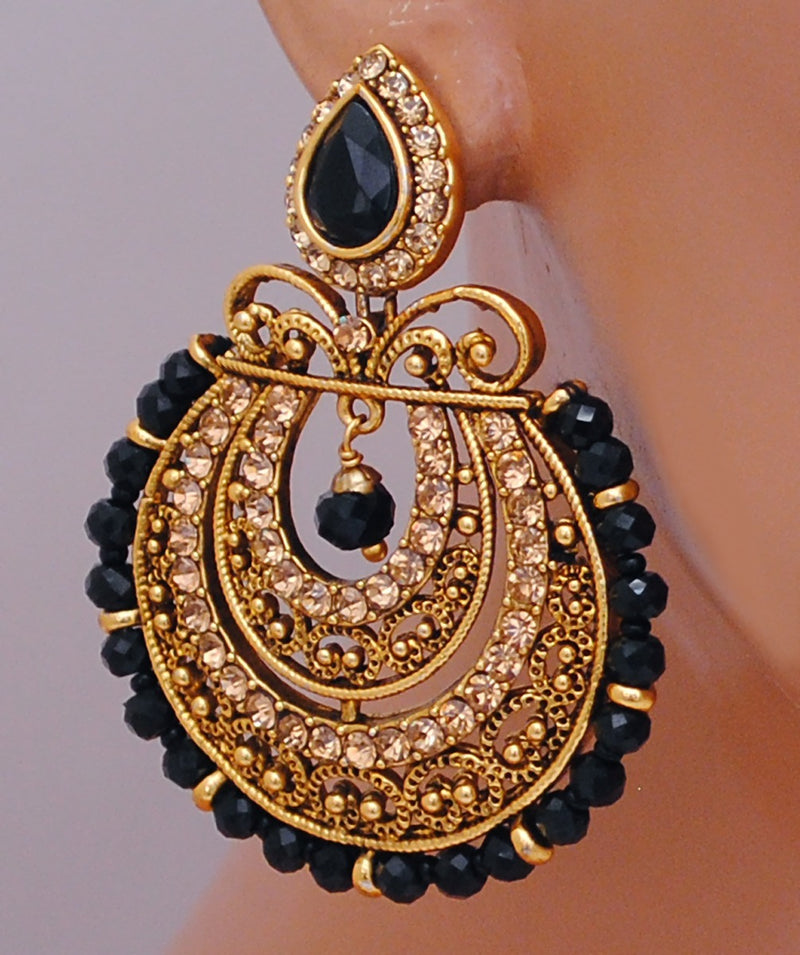 Goldpolish black earring-2701