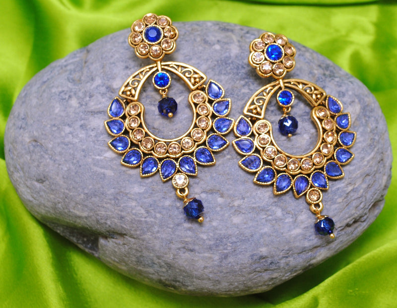 Goldpolish blue beautiful earring-2705