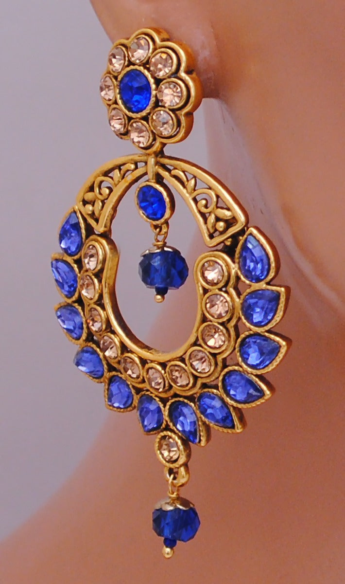 Goldpolish blue beautiful earring-2705