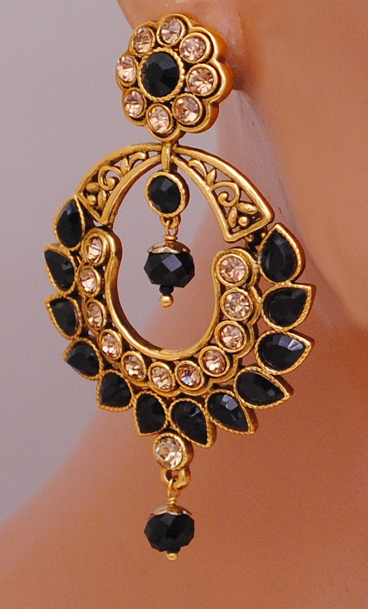 Goldpolish black earring-2708