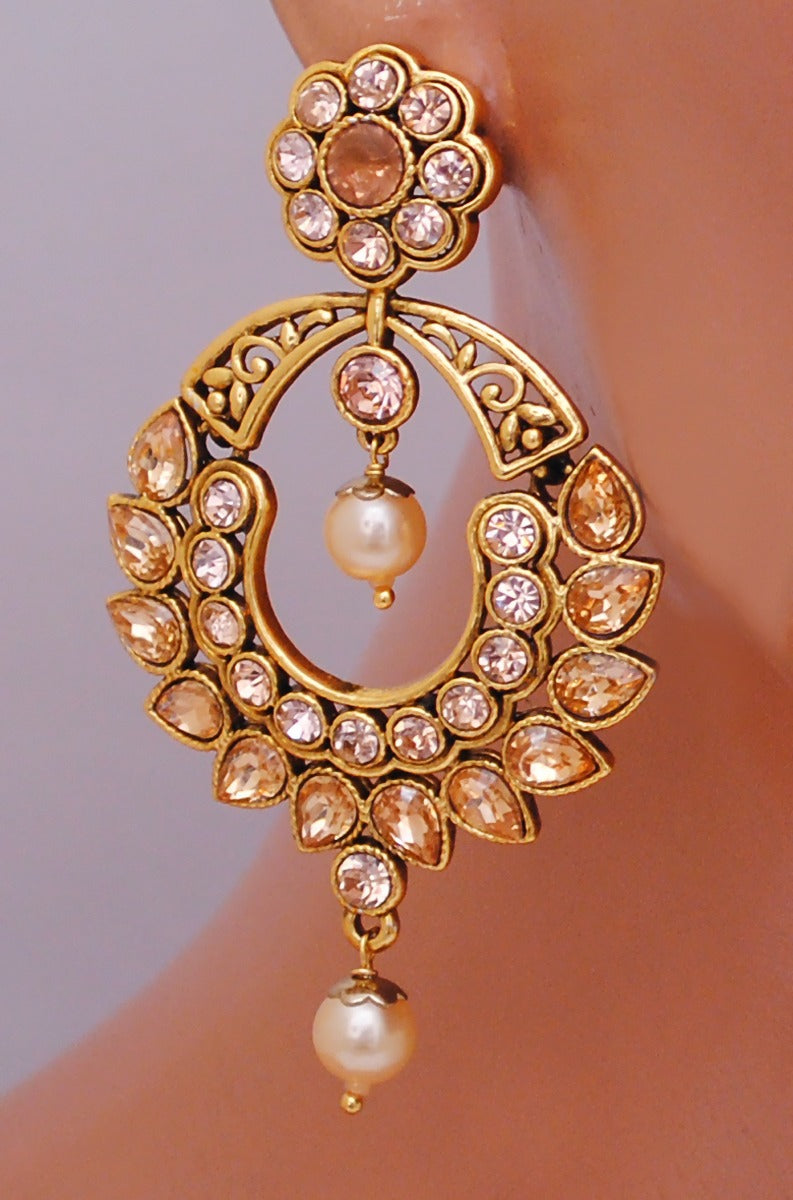 Goldpolish peach earring-2709