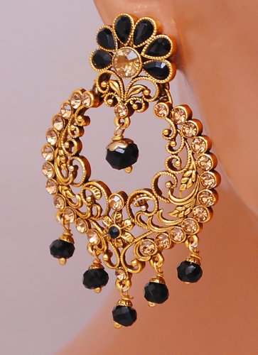Goldpolish black earring-2715