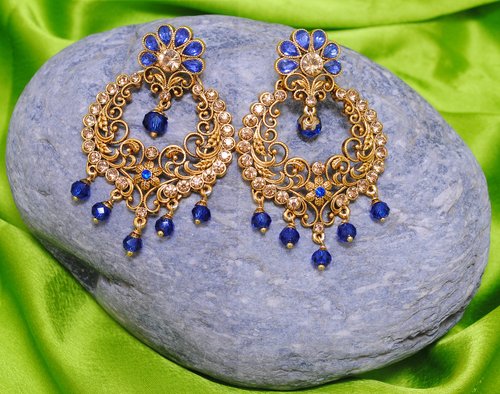 Goldpolish blue earring-2716