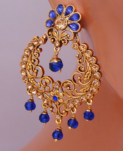 Goldpolish blue earring-2716