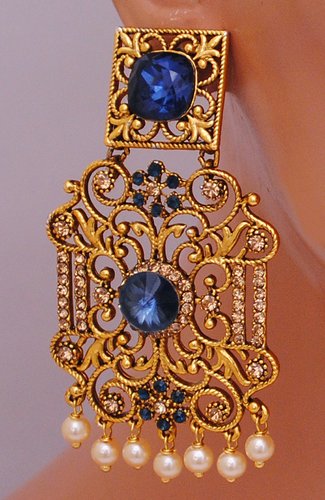 Goldpolish blue earring-2722