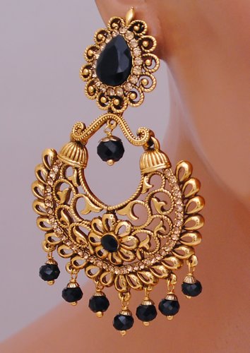 Goldpolish black earring-2729