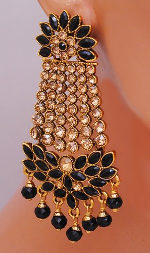 Goldpolish black earring-2746