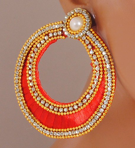 Goldpolish red earring-2817
