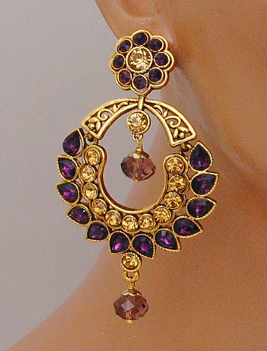 Goldpolish Purple and golden Earring-2832