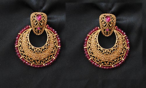 Goldpolish fusicha pink and golden Earring-2838