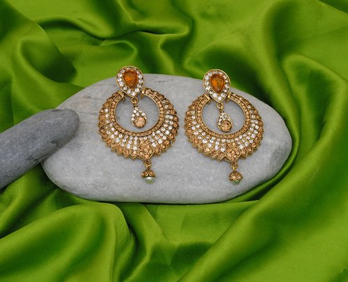 Goldpolih golden and white diamond earring-2200