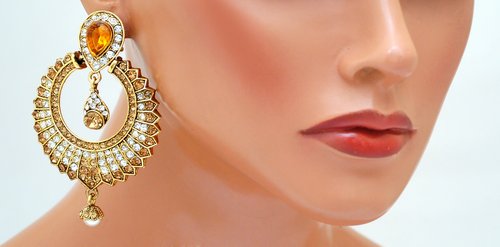Goldpolih golden and white diamond earring-2200