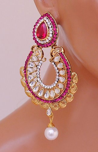Goldpolish fusicha pink and white earring-2253