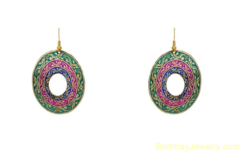 green pink and blue fashion earring