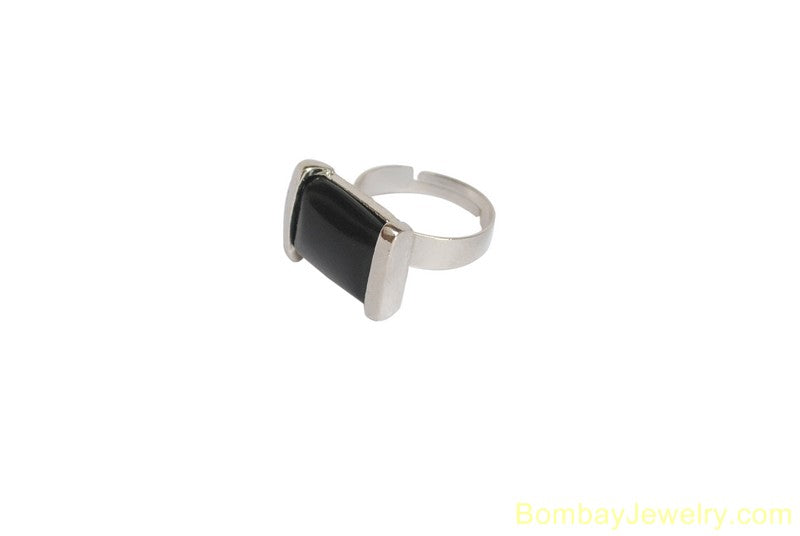 SILVER AND BLACK FASHION RING