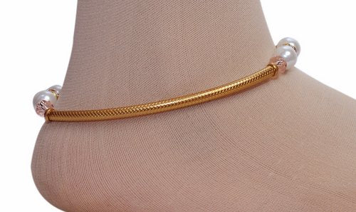 golden and pink anklet1192