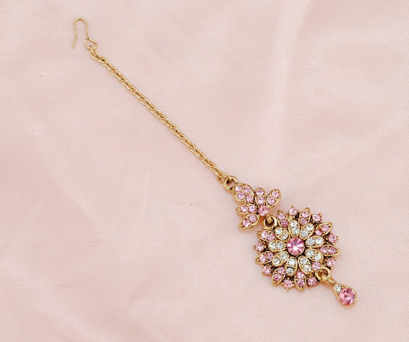 Goldpolish pink and white diamond tikka-100
