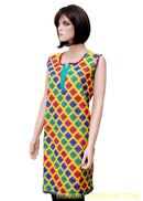 yellow cotton kurti with fulkari work