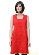 beautiful red brocket kurti