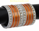 Copper And silver Bangles With Kundan-XL