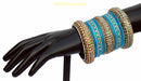 White Stone Studded AQUA BLUE And Golden Bangles-XL