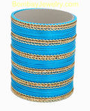 Blue And Golden Bangles Set-XL