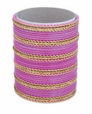 Deep Pink And Golden Bangles Set-XL