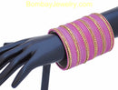 Deep Pink And Golden Bangles Set-Medium
