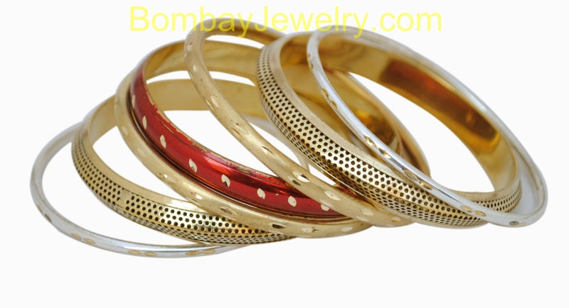 Golden And Red Fashion Bangles-Medium