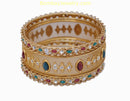 Goldplated Ruby,Emerald Green And Diamond Bangle Set-Medium