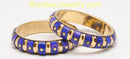 Golden And Deep Blue Fashion Cuff Bangle-Large
