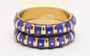 Golden And Deep Blue Fashion Cuff Bangle-Large
