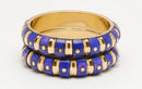 Golden And Deep Blue Fashion Cuff Bangle-Large