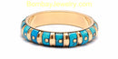 Golden And Aqua Blue Fashion Cuff Bangle-Large