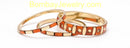 Orange Wooden And Metal Fashion Bangle Set Of 3-Medium